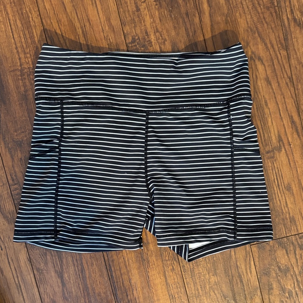 Senita Black and White Striped Women's Shorts